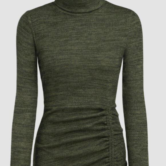 Solid Ruched Drawstring Knitted Mini Dress - Picture 1 of 7